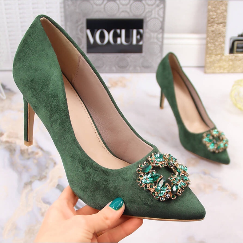 Vihreät mokkanahkakorkokengät kuutiozirkonia Sabatina 1328-1 1