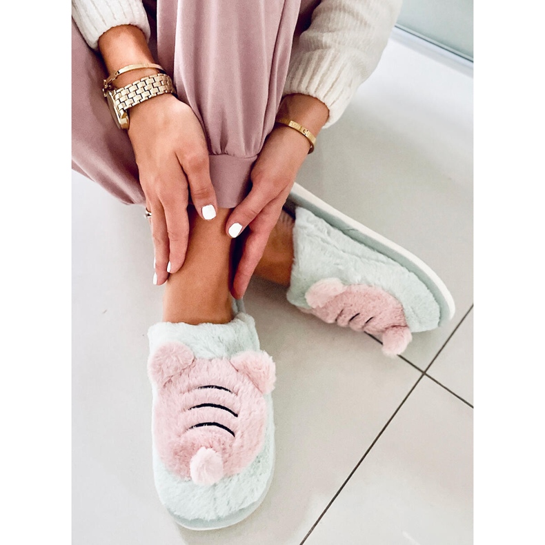 PA1 Naisten Pearl Mint -tossut vihreä vaaleanpunainen 1