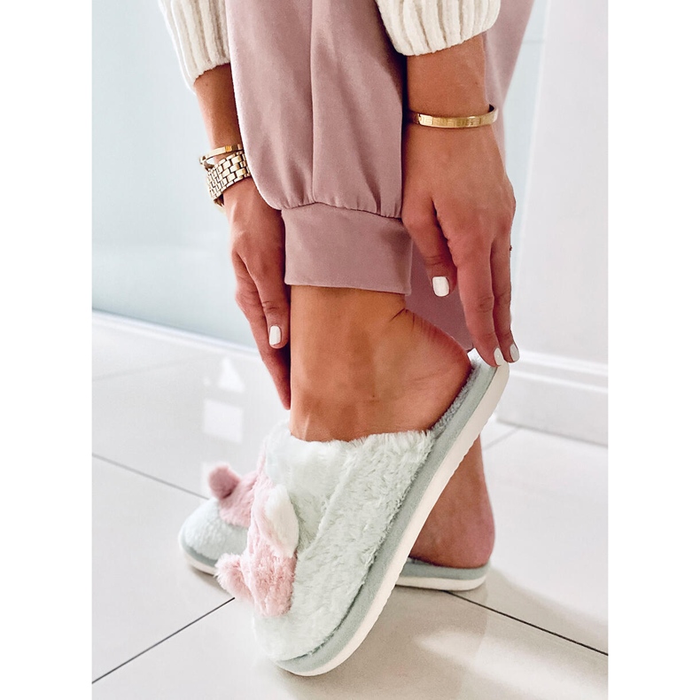 PA1 Naisten Pearl Mint -tossut vihreä vaaleanpunainen 2