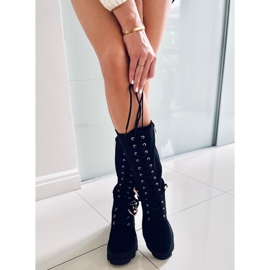 Charlize Mustat mokkanahkaiset nauhasaappaat 1