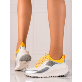 Goodin Tyylikkäät nahkakengät valkoinen hopea keltainen 2