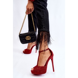 Punaiset Marishan kiiltävät korkeakorkoiset sandaalit punainen 2