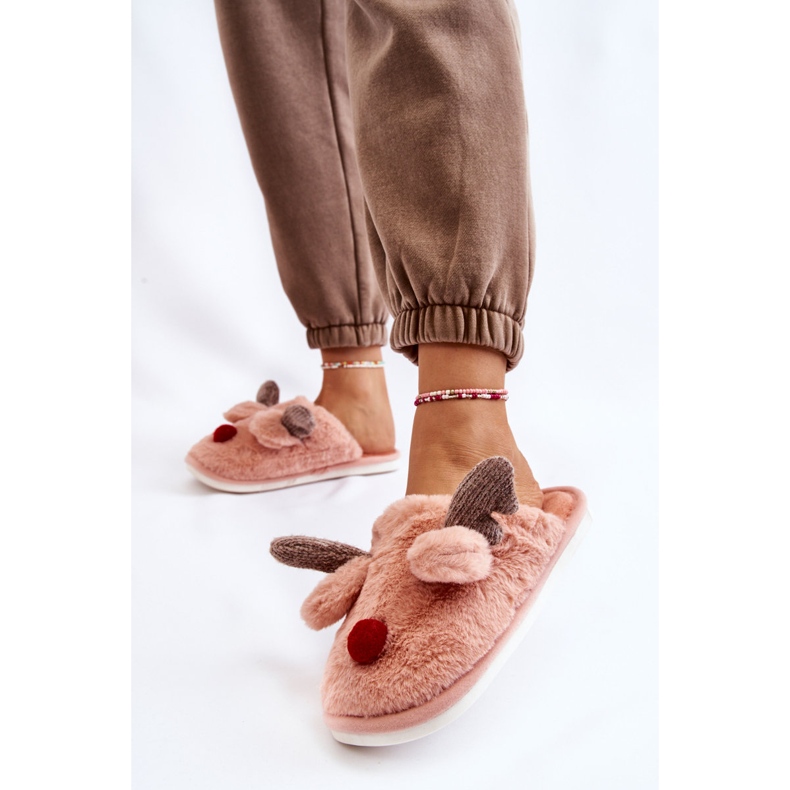 PA1 Naisten tossut turkisella ja poronvaaleanpunaisella sopyalla vaaleanpunainen 2