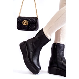 PL5 Naisten nahkasaappaat mustalla alustalla 2