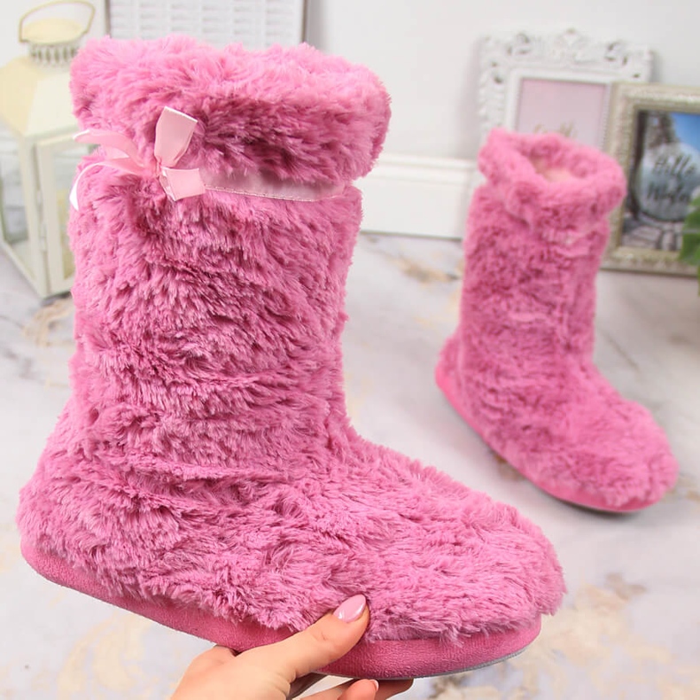 BM Naisten korkeaeristetyt turkistossut pinkki Stella vaaleanpunainen 1