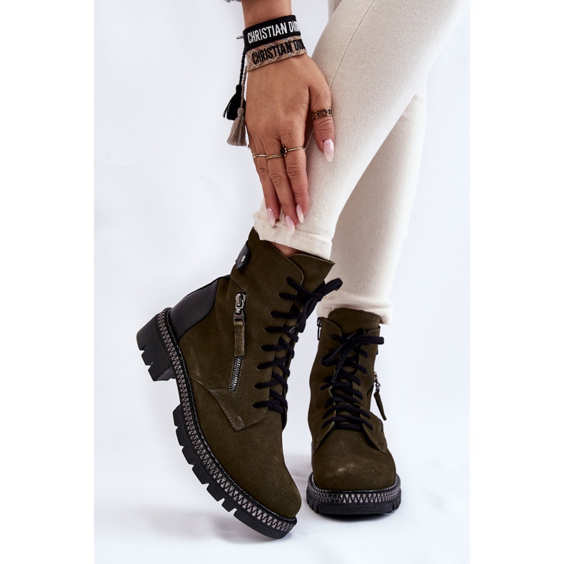 Mokkaeristetyt saappaat Laura Messi 2508 Vihreä 1