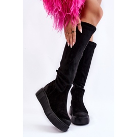 PL5 Suede Platform polvisaappaat Black Spectrum musta 1