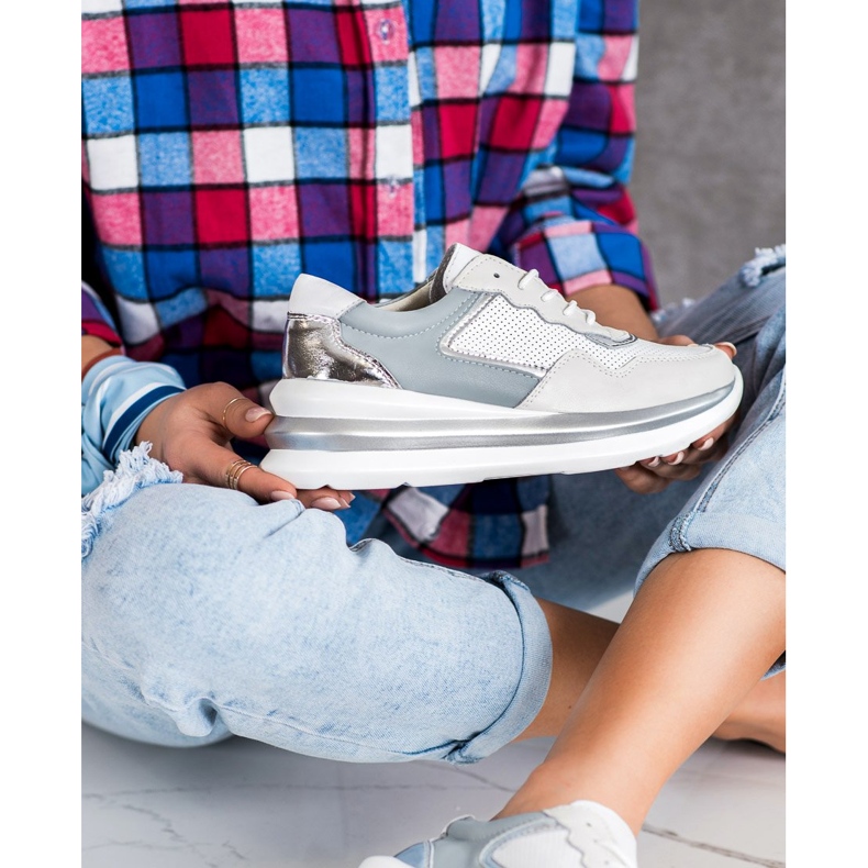 ARTIKER Nauhalliset nahkaiset urheilukengät valkoinen harmaa monivärinen 1