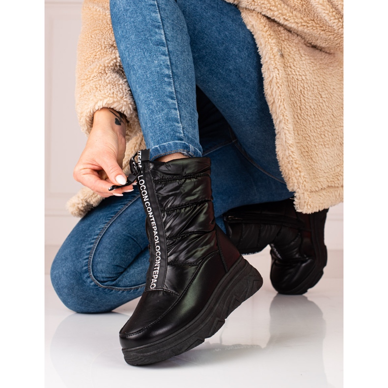 W. Potocki Mustat naisten lumisaappaat Potockin alustalla 2