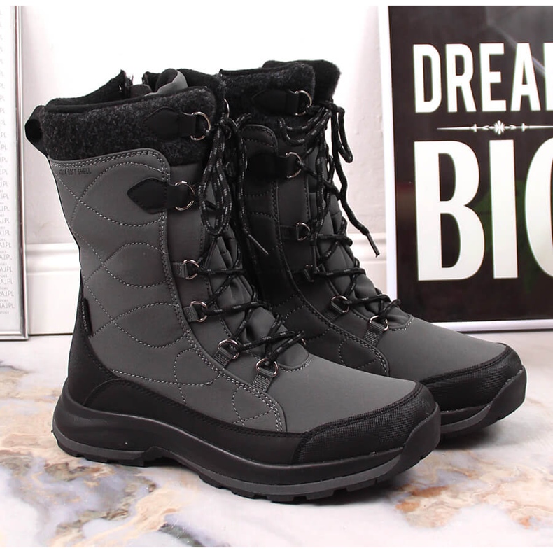 DK 2105 harmaat vedenpitävät nauha- ja vetoketjulliset lumisaappaat 2