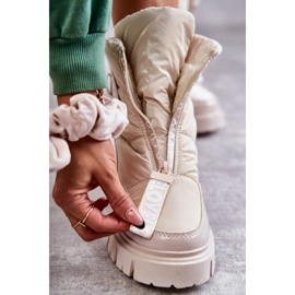 PM1 Naisten beigenväriset lämpimät lumisaappaat vetoketjulla Marit 3