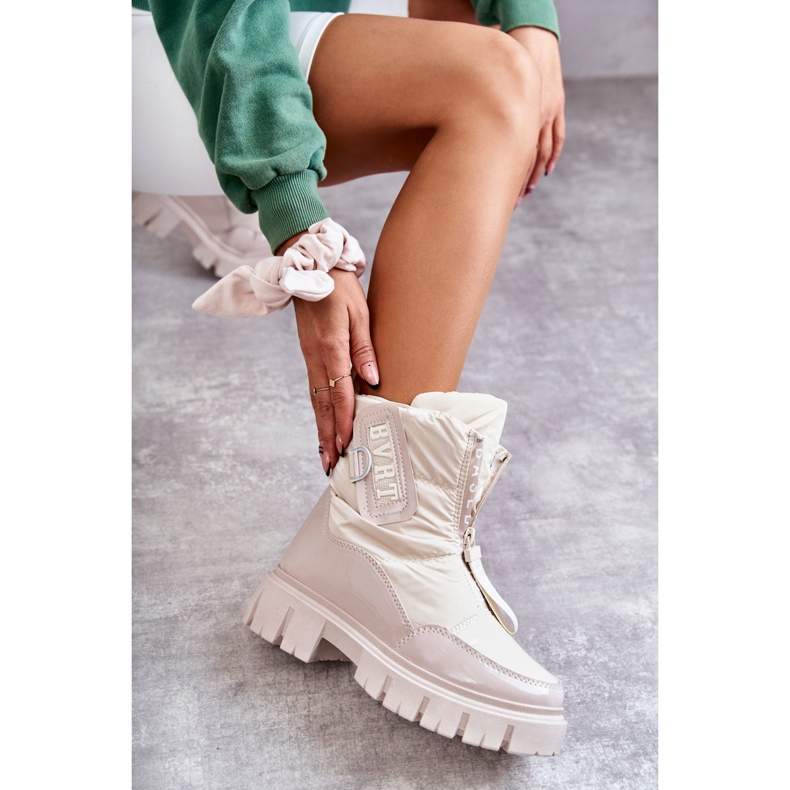 PM1 Naisten beigenväriset lämpimät lumisaappaat vetoketjulla Marit 4