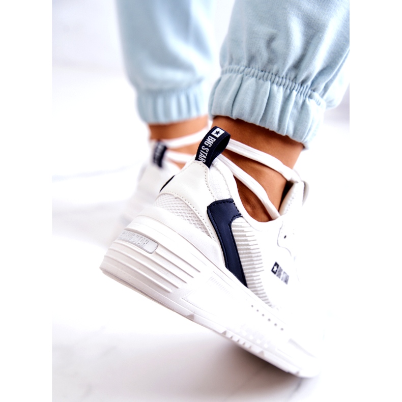 Muodikkaat tennarit urheilukengät Big Star JJ274596 Valkoinen laivastonsininen 2