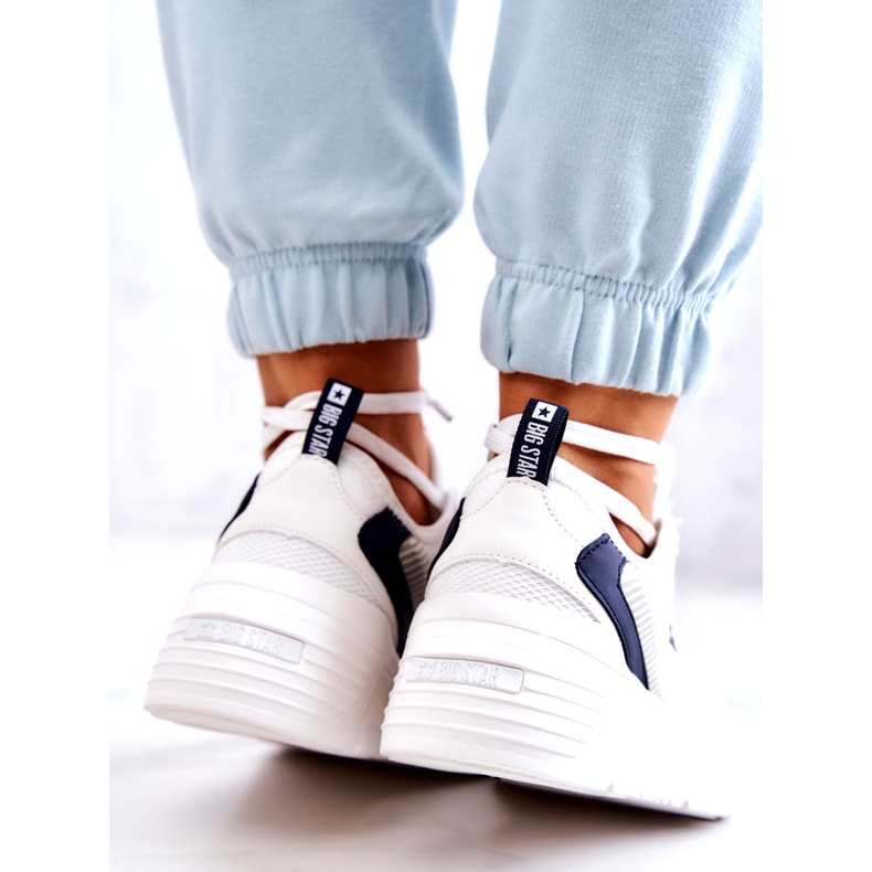 Muodikkaat tennarit urheilukengät Big Star JJ274596 Valkoinen laivastonsininen 3