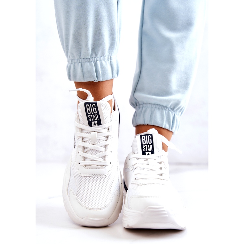Muodikkaat tennarit urheilukengät Big Star JJ274596 Valkoinen laivastonsininen 4