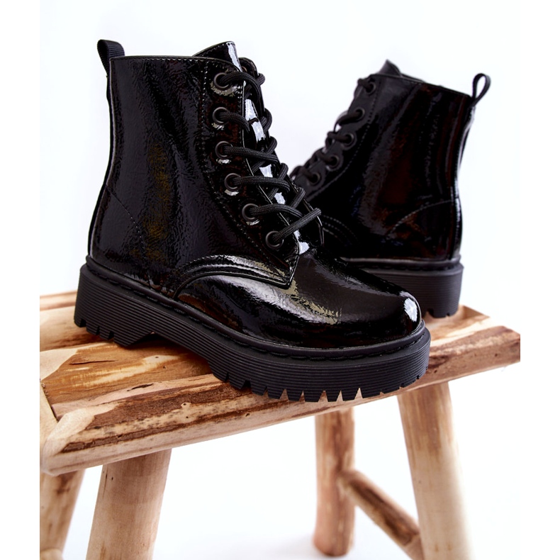 Vinceza Lasten saappaat lakatut vetoketjulla Musta Julie 3