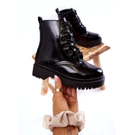 Vinceza Lasten saappaat lakatut vetoketjulla Musta Julie 2