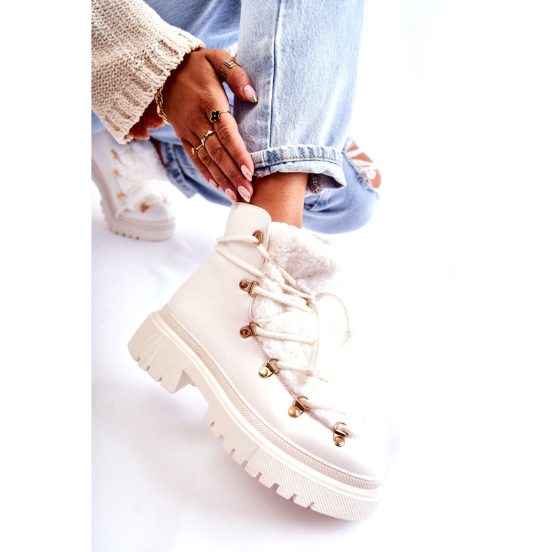 PS1 Eco-Leather Lämpimät Saappaat Trappers Valkoinen Arisa 3