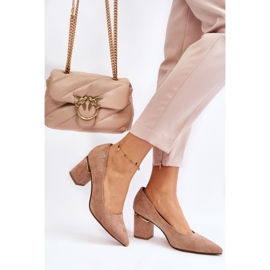 PS1 Klassiset mokkanahkakorkokengät beigeillä Derren-koristeilla ruskea 2