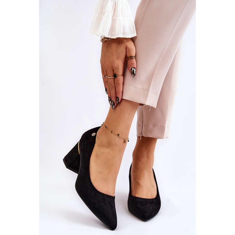 PS1 Klassiset mokkanahkakorkokengät mustalla Derren-koristeella 1