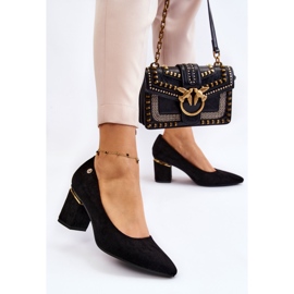 PS1 Klassiset mokkanahkakorkokengät mustalla Derren-koristeella 2