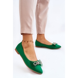 PS1 Naisten teräväkärkiset ballerinat koristeellisella rusetilla, vihreä valo 2