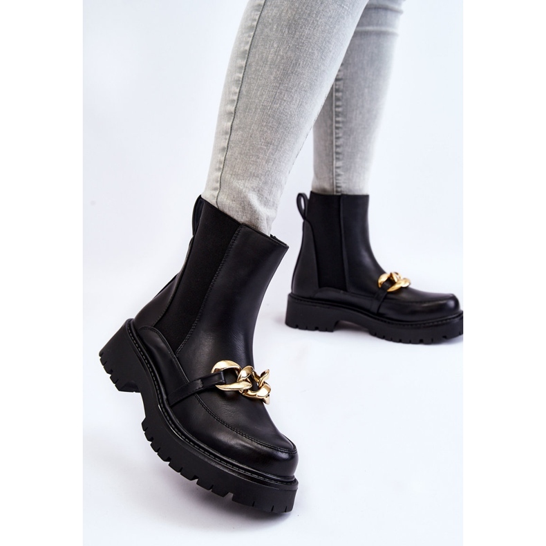 PG1 Naisten lämpimät saappaat, joissa etukoriste, musta Tilda 2