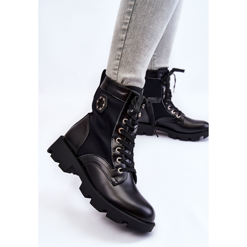 PG1 Naisten nauhalliset Trapper-saappaat lämmittävällä mustalla Nomilla 2