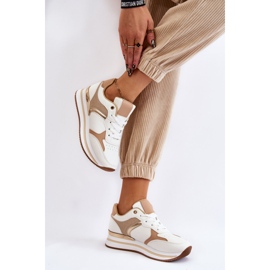 PG1 Naisten muodikkaat Wedge-urheilukengät, valkoinen ja beige Yuki 2