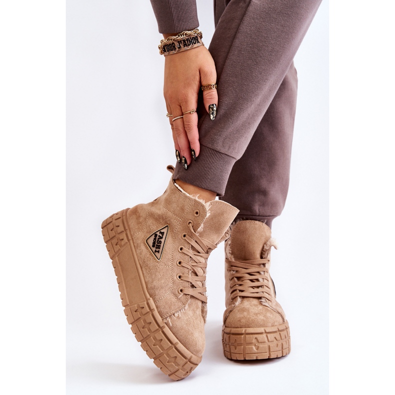 PM1 Korkeaeristetyt mokkanahkaiset tennarit Beige Evren 1