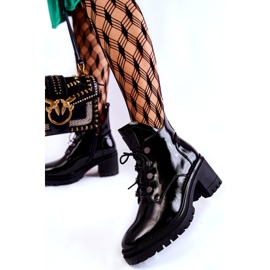 Vinceza Lakatut lämpimät nauhasaappaat mustat Ragnhild 1