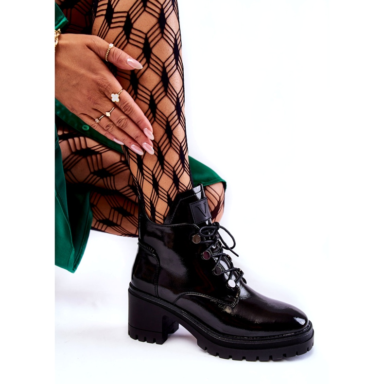 Vinceza Lakatut lämpimät nauhasaappaat mustat Ragnhild 3