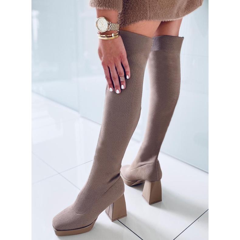 PA1 Hilary Khakin korkeakorkoiset saappaat beige 2