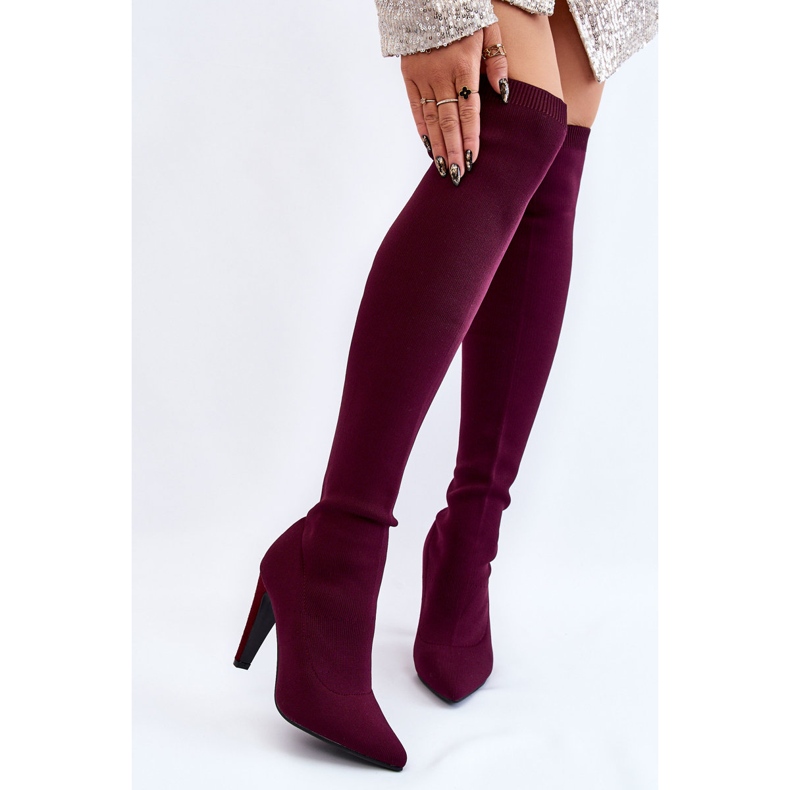 BM Korkeakorkoiset saappaat, joissa on Burgundy Renoli -sukka punainen monivärinen 1