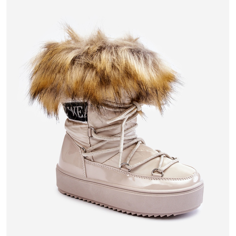 Lasten eristetyt nauhalliset lumisaappaat beige Colioris ruskea 1