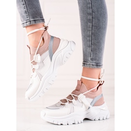 TRENDI Mukavat Lace Up tennarit valkoinen vaaleanpunainen 1