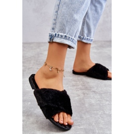 Naisten tasakorkokengät turkisella Black Lussie musta 2