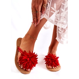 WJ1 Naisten varvastossut kangaskoristeella Eviana punainen 3