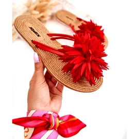 WJ1 Naisten varvastossut kangaskoristeella Eviana punainen 2