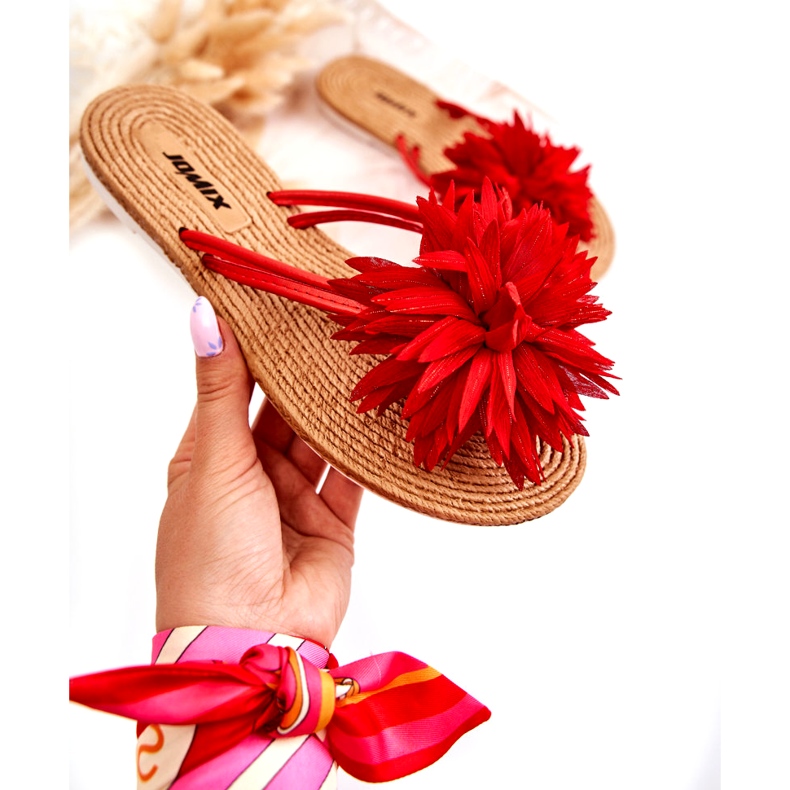 WJ1 Naisten varvastossut kangaskoristeella Eviana punainen 2