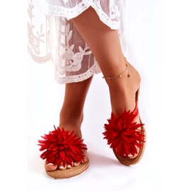 WJ1 Naisten varvastossut kangaskoristeella Eviana punainen 4