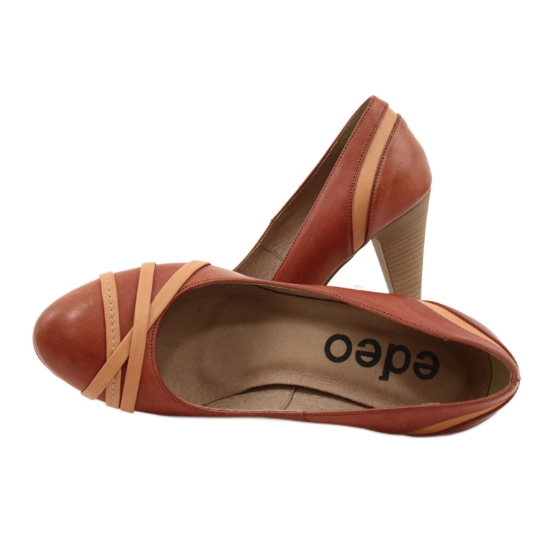 Naisten nahkapumput 1392 ruskeaa koristeltu Edeo -raidoilla 4