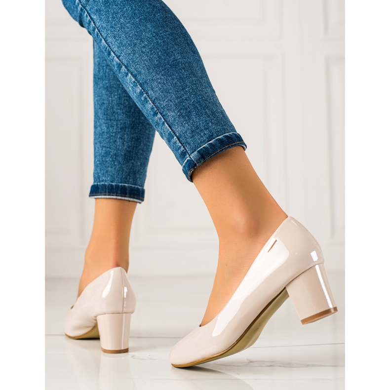 Goodin Tyylikkäät lakatut pumput beige 1