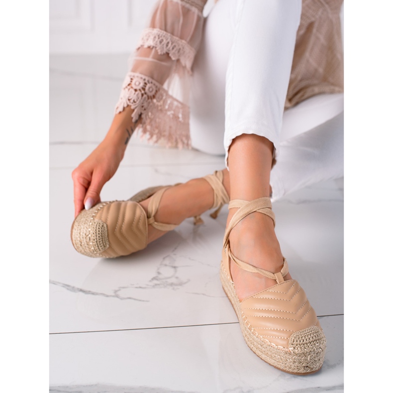 SHELOVET Sidotut espadrillit tasolle beige 2