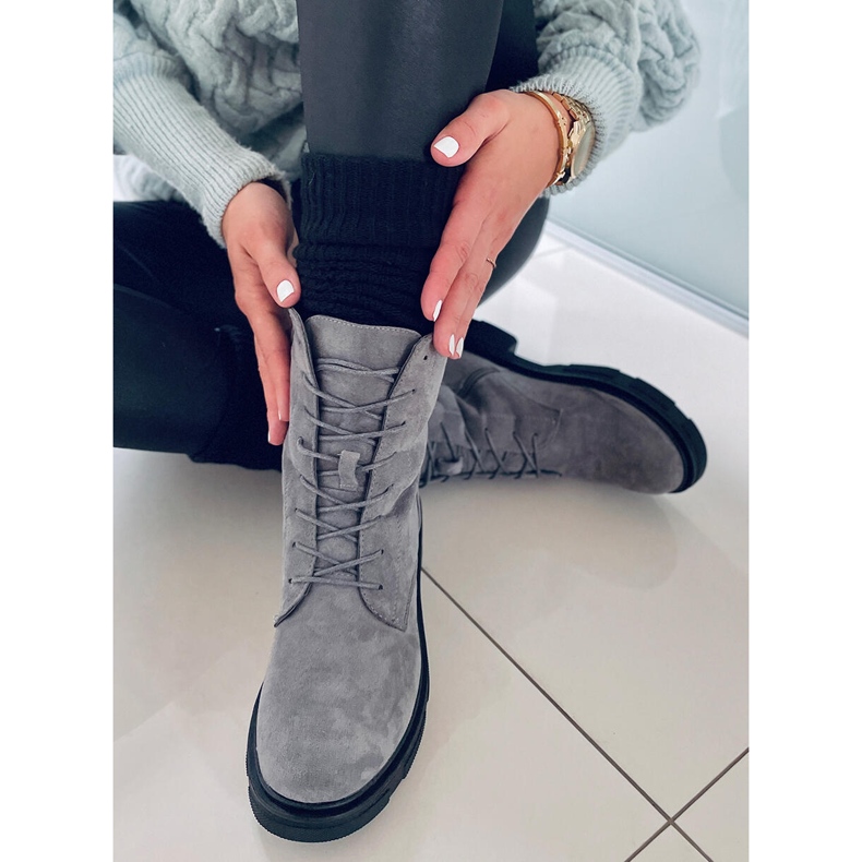 PA1 Lavey Grey mokkanahkaiset nauhasaappaat harmaa 1