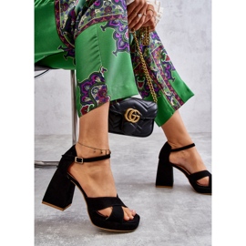 Lewski Shoes Naisten mokkanahkaiset korkeakorkoiset sandaalit Leski-kengät 3221 musta 2