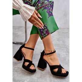 Lewski Shoes Naisten mokkanahkaiset korkeakorkoiset sandaalit Leski-kengät 3221 musta 1