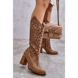 Lewski Shoes Suede Openwork Boots Leewski Shoes 3234 Tummanbeige 2