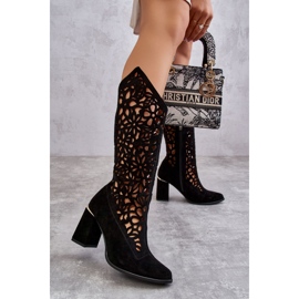 Lewski Shoes Suede Openwork Boots Leewski Shoes 3234 musta 1