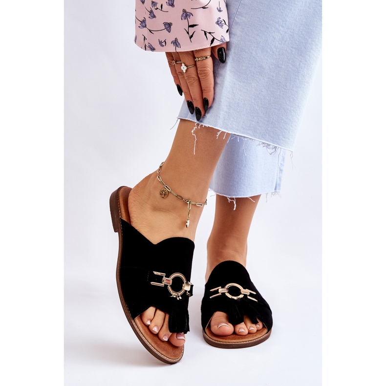 Lewski Shoes Naisten mokkanahkaiset tossut Leewski-kengät 3226 musta 1